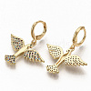 Brass Micro Pave Colorful Cubic Zirconia Dangle Hoop Earrings EJEW-S208-072-1