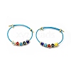 Lampwork Evil Eye & Brass Beaded Bangle BJEW-L679-04G-06-1