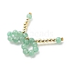 5Pcs 5 Styles Natural Mixed Gemstone Round Bowknot Connector Charms PALLOY-JF01943-4