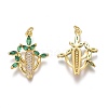 Brass Micro Pave Clear & Green Cubic Zirconia Pendants ZIRC-Z008-21G-2