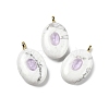 Natural Howlite & Cubic Zirconia Pendants G-Z076-01G-07-1