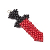 Dagger Shape Glass Seed Beads Beaded Pendants PALLOY-CJ00135-02-3