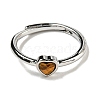 Heart Natural Tiger Eye Adjustable Rings RJEW-Q818-02P-02-3