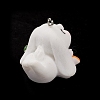 Opaque Resin Cute Bunny Pendants RESI-K023-02-4
