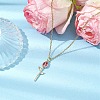 Rose Flower Brass Cubic Zirconia Pendant Necklaces NJEW-JN05055-01-2