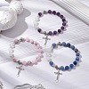 3Pcs Natural Mixed Gemstone Beaded Bracelets BJEW-TA00564-1