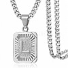 Rectangle with Letter Pattern 304 Stainless Steel Pendant Necklaces FS-WGFC766-33-1