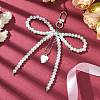 Bowknot Plastic Pearl with Heart Alloy Pendant Decorations HJEW-JM02736-2