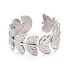 Non-Tarnish 304 Stainless Steel Leaf Wrap Open Cuff Ring for Women RJEW-C025-16P-3