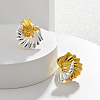 Two Tone Fold Charm Brass Stud Earrings EJEW-Q391-12GP-1