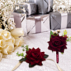 CRASPIRE 2Pcs 2 Style Rose Flower Silk Wrist and Flower Silk Brooch Sets AJEW-CP0004-58-6