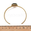 Synthetic Bronzite and Malachite Half Round 304 Stainless Steel Leaf Cuff Bangle for Women BJEW-JB14491-02-4