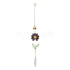 Alloy Enamel Bee & Glass Flower Crystal Suncatcher HJEW-TA00475-01-1