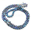 Full Rainbow Plated Electroplate Transparent Glass Beads Strands EGLA-G037-01A-FR01-2