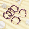 5Pcs 5 Style Natural Amethyst Chips Stretch Bracelets Set BJEW-JB09551-01-5