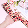 Rhombus Pattern Ethnic Style Embroidery Floral Polyester Ribbons OCOR-WH0070-324A-3