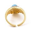 Synthetic Turquoise Crown Open Cuff Ring with Crystal Rhinestone RJEW-A011-09G-4