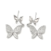 Rack Plating Brass Micro Pave Clear Cubic Zirconia Stud Earrings for Women EJEW-M260-13P-C-1