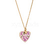 304 Stainless Steel Enamel Printed Mom Heart Locket Pendant Necklaces for Mother's Day Gift WG641EA-09-1