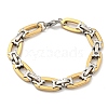 Ion Plating(IP) Two Tone 201 Stainless Steel Oval Link Chain Bracelet BJEW-B078-16GP-1