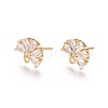 Brass Cubic Zirconia Stud Earring Findings X-EJEW-E257-05G-2