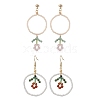 Flower Colorful Glass Seed Beads Dangle Earrings EJEW-MZ00148-1