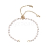 Handmade Brass & Round ABS Plastic Imitation Pearl Link Chain Slider Bracelet Making AJEW-JB01327-1