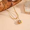 304 Stainless Steel Pave Clear Cubic Zirconia Star Pendant Double Layer Necklaces for Women WGED4DB-01-1