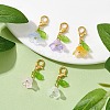 5Pcs Flower & Leaf Acrylic Pendant Decorations HJEW-JM01365-02-4