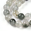 Natural Green Rutilated Quartz Round Beads Strands G-T140-8mm-02-4