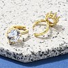 Brass Clear Cubic Zirconia Hoop Earrings EJEW-M047-14G-3