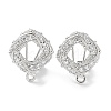 Hollow Rhombus Brass Micro Pave Cubic Zirconia Stud Earrings Finding KK-E083-05P-1