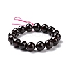 Natural Garnet Round Beaded Stretch Bracelet BJEW-A128-01-6