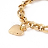201 Stainless Steel Heart Charm Bracelet for Women STAS-P304-28G-2