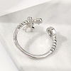 Dolphin Brass Micro Pave Cubic Zirconia Cuff Rings for Women RJEW-K240-10P-3