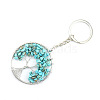 Wire Wrapped Synthetic Turquoise Chip Pendant Keychains FIND-PW0017-02C-1