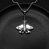 304 Stainless Steel 3D Airplane Pendant Necklaces for Men WG2E2E5-01-2