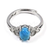 Oval Natural Apatite Adjustable Rings RJEW-Q819-01P-07-3