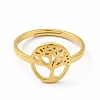 Ion Plating(IP) 304 Stainless Steel Tree of Life Adjustable Ring for Women RJEW-B027-26G-2