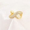 Rack Plating Cross Brass Micro Pave Clear Cubic Zirconia Adjustable Rings for Women RJEW-M028-121G-1