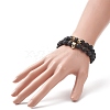 2Pcs 2 Style Natural Lava Rock & Brass Beaded Stretch Bracelets Set BJEW-JB09244-04-2