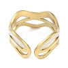 Ion Plating(IP) 304 Stainless Steel Enamel Wave Cuff Finger Rings RJEW-L107-074G-01-3