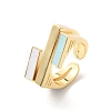 Rectangle Rack Plating Brass Enamel Cuff Ring for Women RJEW-F143-02G-1