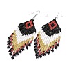 Glass Seed Braided Rhombus with Tassel Chandelier Earrings EJEW-H084-10P-2