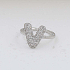 Brass Micro Pave Clear Cubic Zirconia Cuff Rings FS-WG17FF6-22-1
