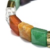 Natural Gemstone Rectangle Beaded Stretch Bracelet for Women BJEW-E379-06A-3