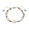 Ocean Theme Starfish Turtle Synthetic Turquoise & Coconut Braided Bead Bracelet Sets BJEW-JB11460-02-2