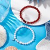 2Pcs Natural Carnelian & Natural White Jade Beaded Stretch Bracelets BJEW-JB11197-2