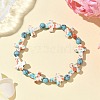 5Pcs 5 Colors Baking Paint Synthetic Turquoise Cross & Round Beads Stretch Bracelets for Men Women BJEW-JB12341-3