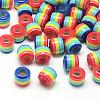 Opaque Stripe Resin European Beads RESI-S344-07-1